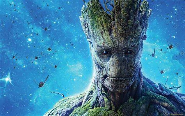 Close up photos of Groot at different ages from Guardians of the Galaxy Vol. 1, Vol. 2, and Vol. 3