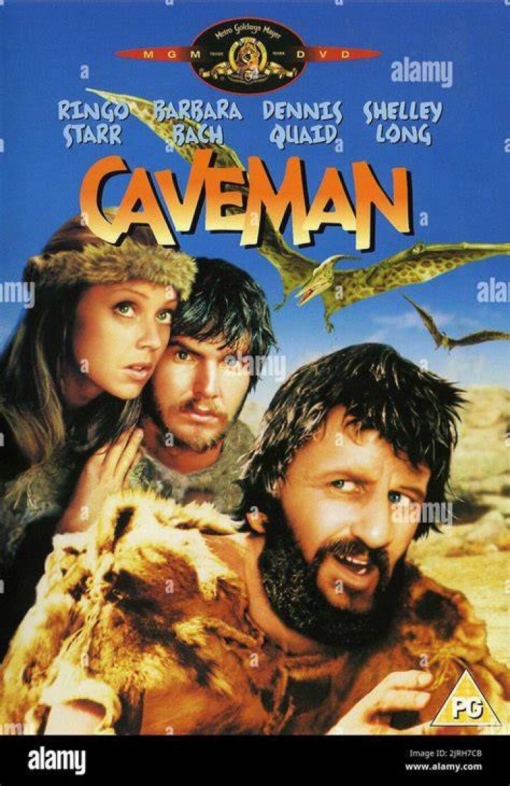 Dennis Quaid, Shelley Long, and Ringo Starr in "Caveman"