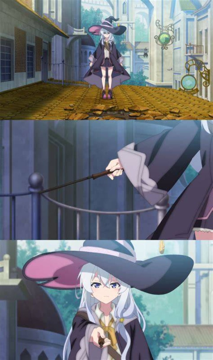 Elaina points her wand. 