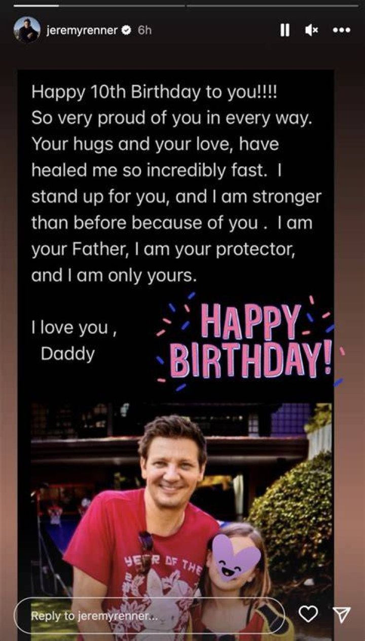 jeremy renner birthday instagram story